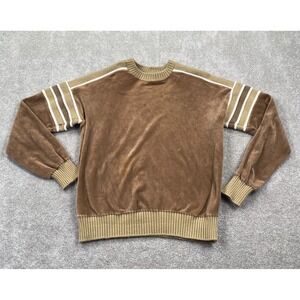 Probe Women's Regular Fit Crew Neck Velvet Pullover Sweatshirt Size L Brown